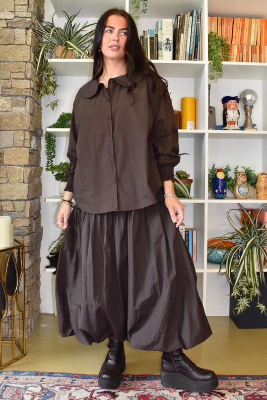 Paloma Tela Peter Pan Blouse Coffee Bean